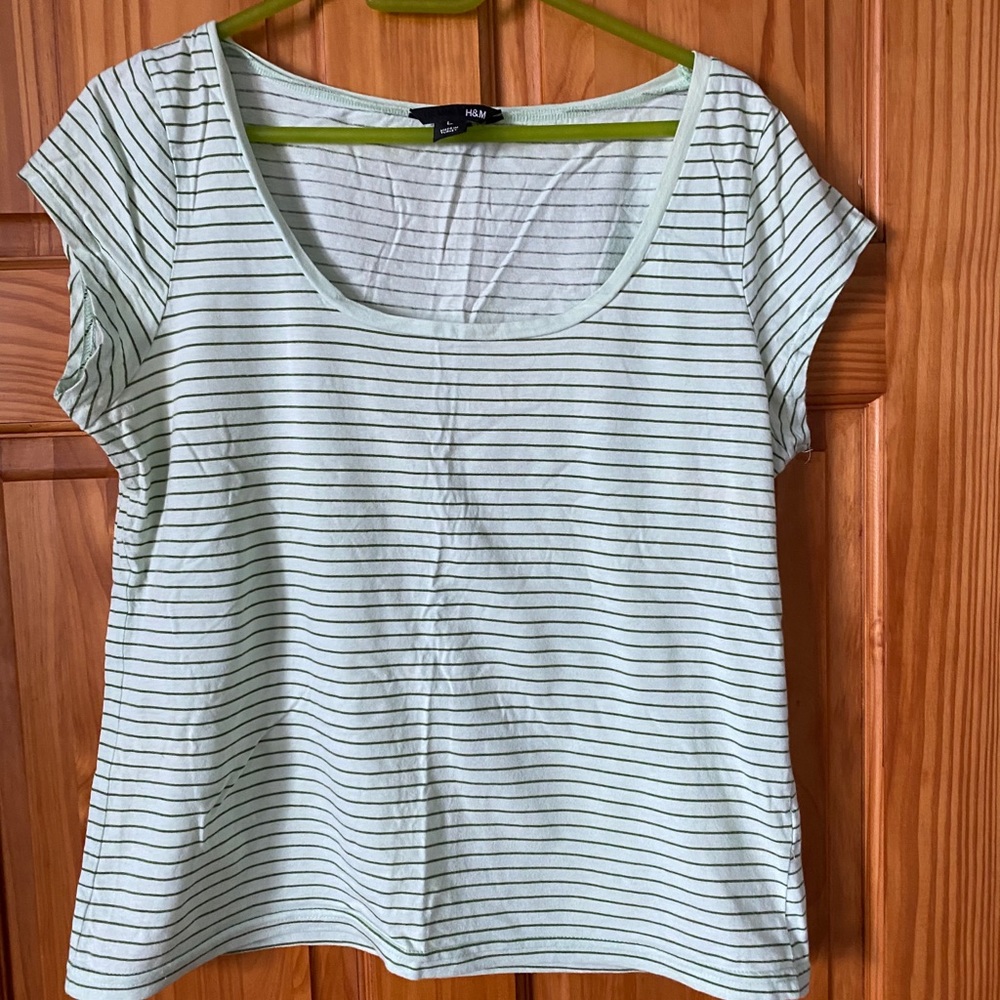H&M Light Green/Dark Green Stripped Shirt